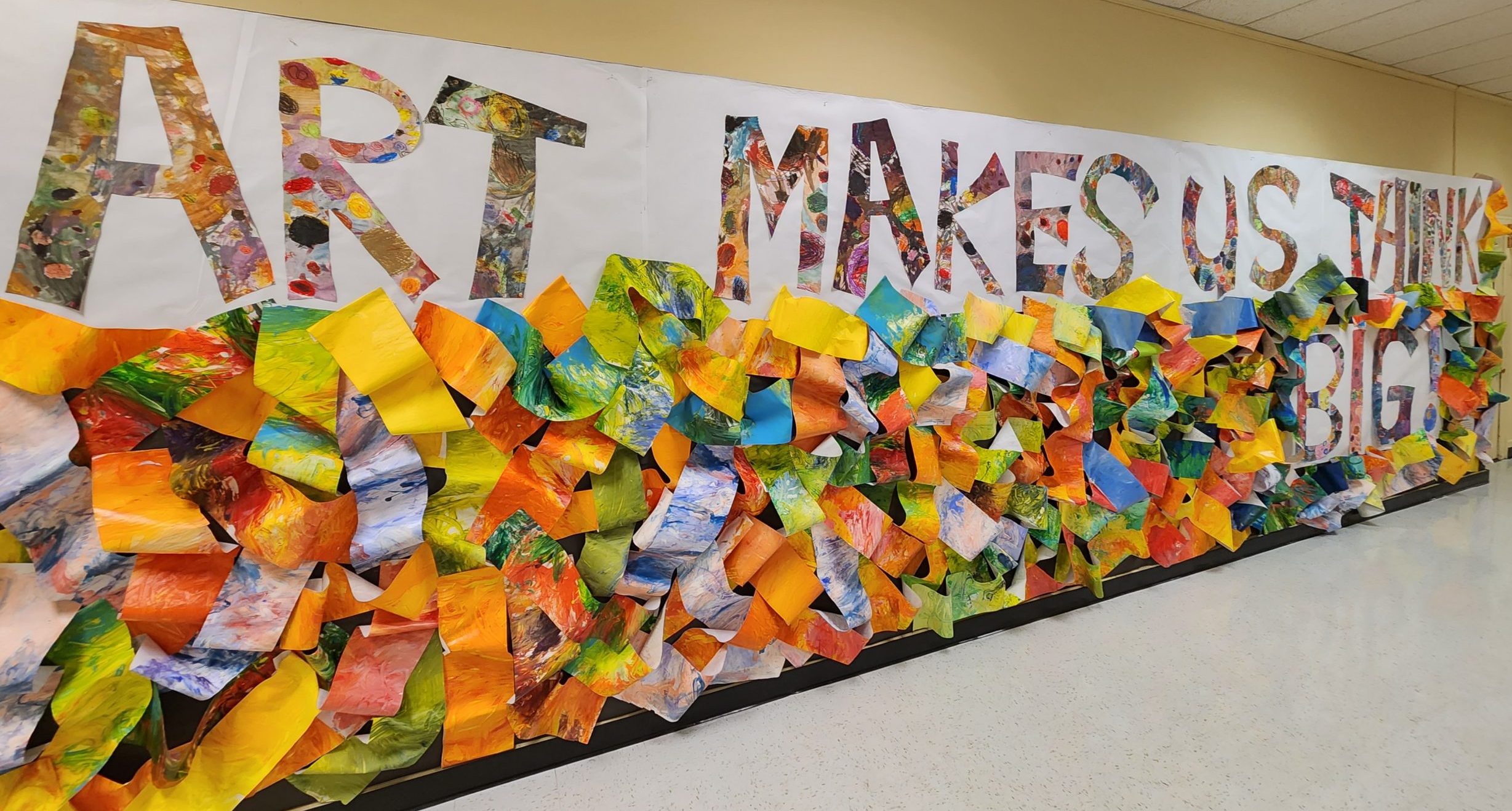For the month of October 2022, Tuscan Elementary, art teacher, Andrew Dean curated "Art Makes Us Think Big" showcasing the artwork of Tuscan Elementary students at the District Central Office building.